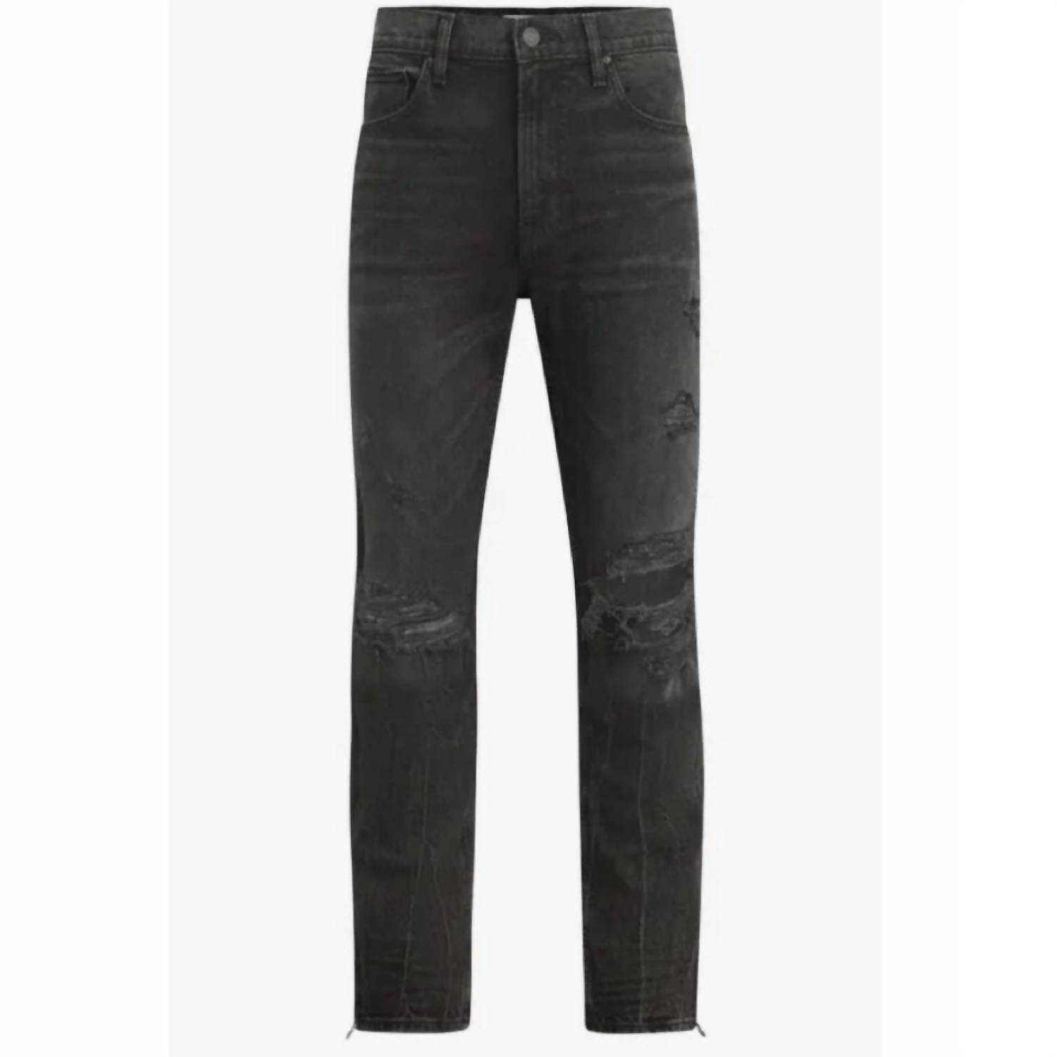 New Hudson Men's Walker Ripped Kicked Flare Bootcut Jeans In Destructed Black